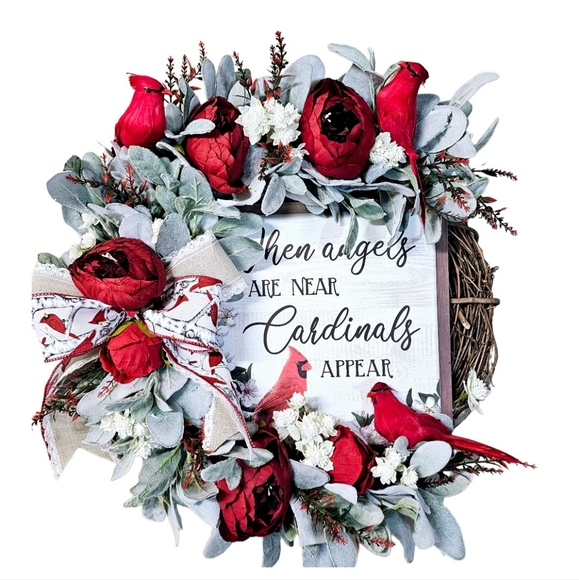 Cardinal Memorial Wreath - Picture 1 of 10